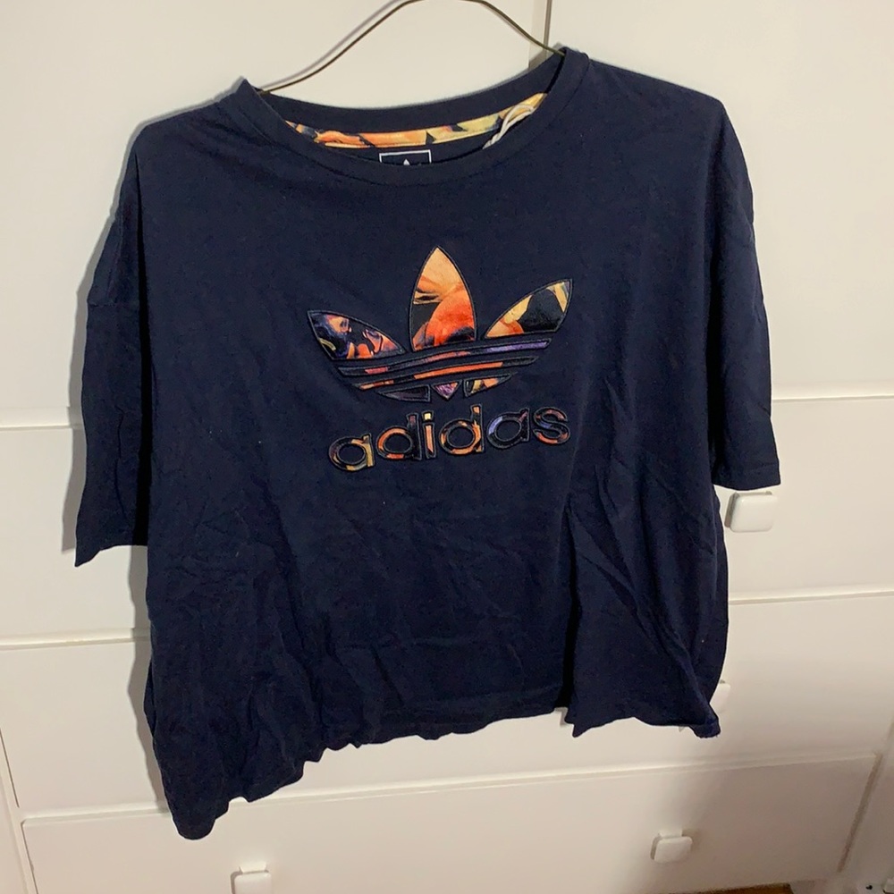 Navy blue adidas boxy tee